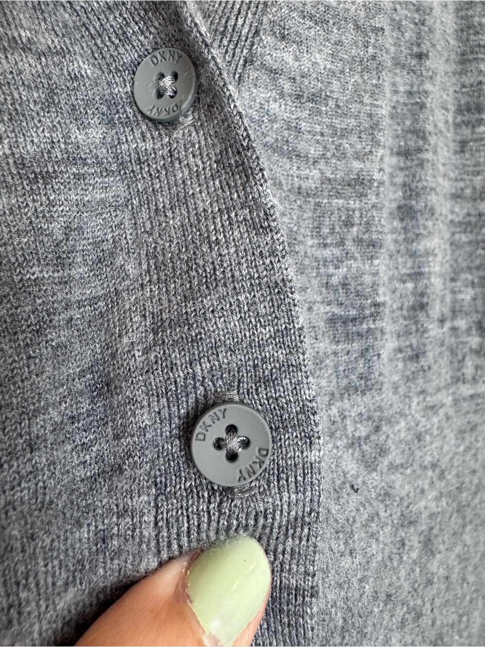 DKNY merino wool Long Gray Open-Front Women's Cardigan sz large - Picture 6 of 9